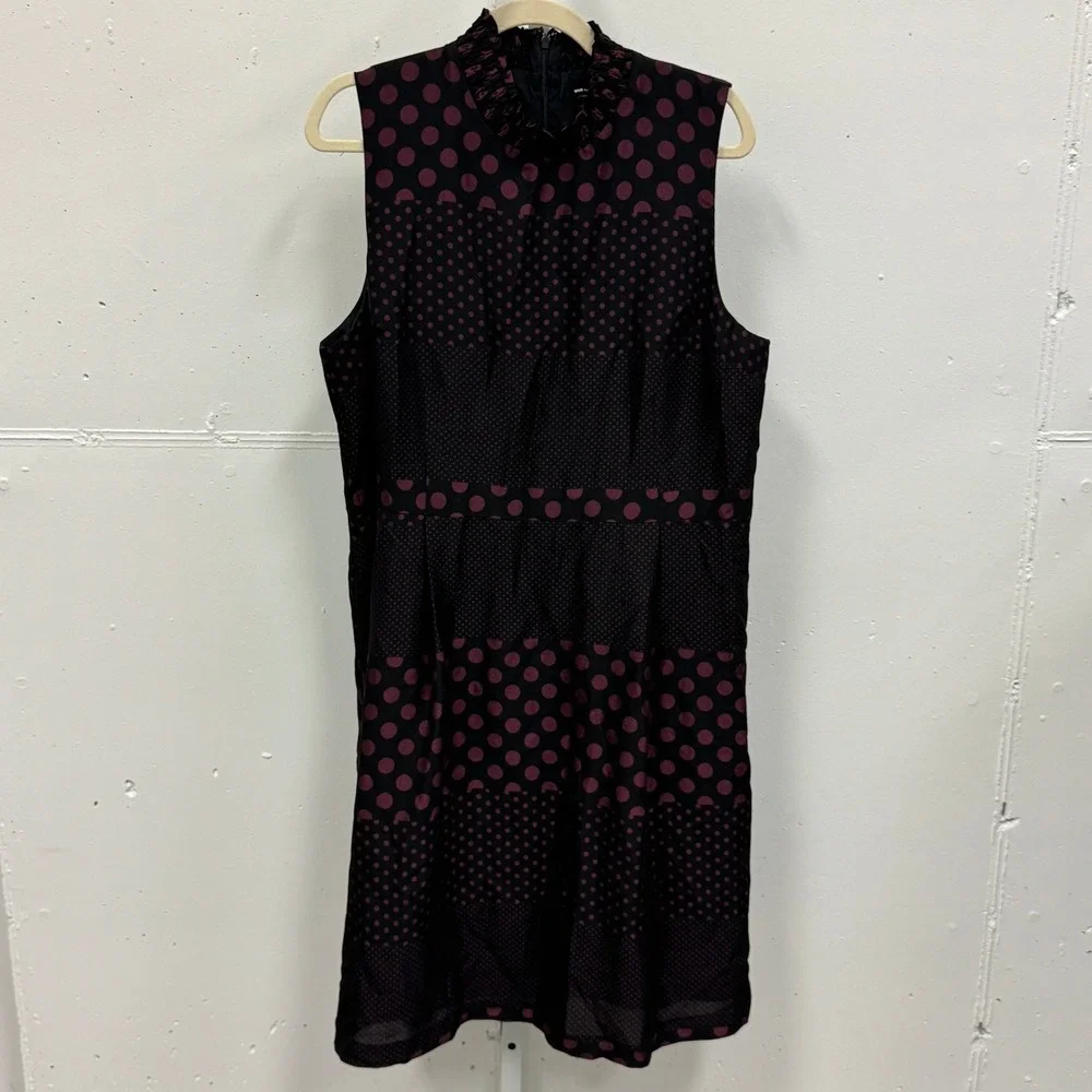 Who What Wear Dark Polka Dot Sleeveless Midi‎ Dress XXL Smocked  Whimsical Retro